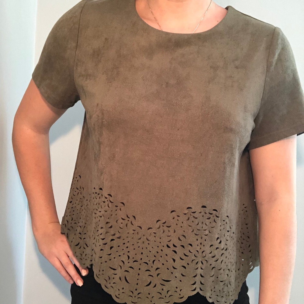 soft green cut out blouse